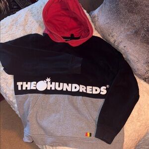The Hundreds Black and Gray Sweater with Red Hood